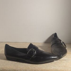 New Vagabond Kaitlyn Black Leather Flats with Buckle Euro 38
